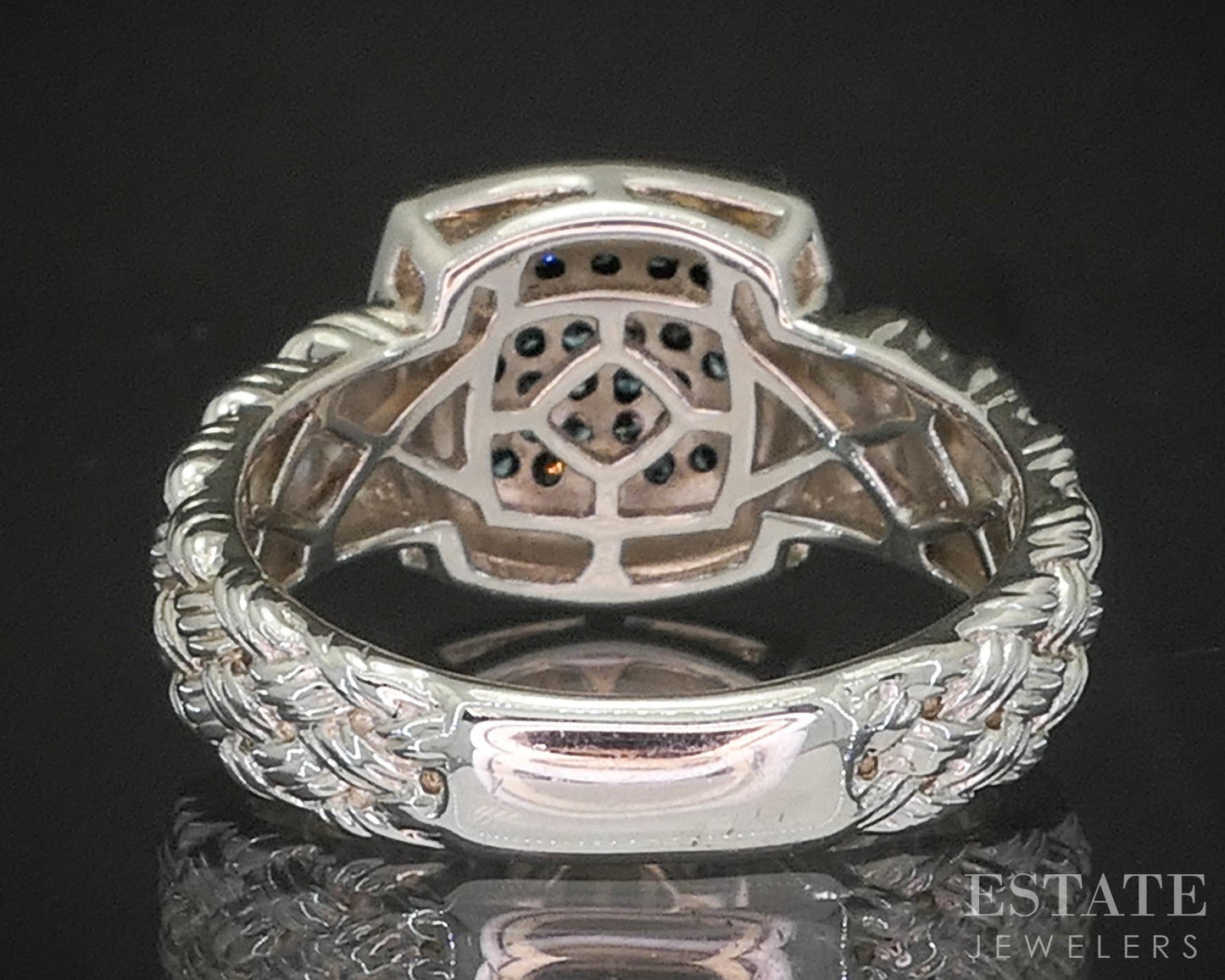 Sterling Silver Natural Blue Diamond Cluster Ladies Ring 7.0g p17253