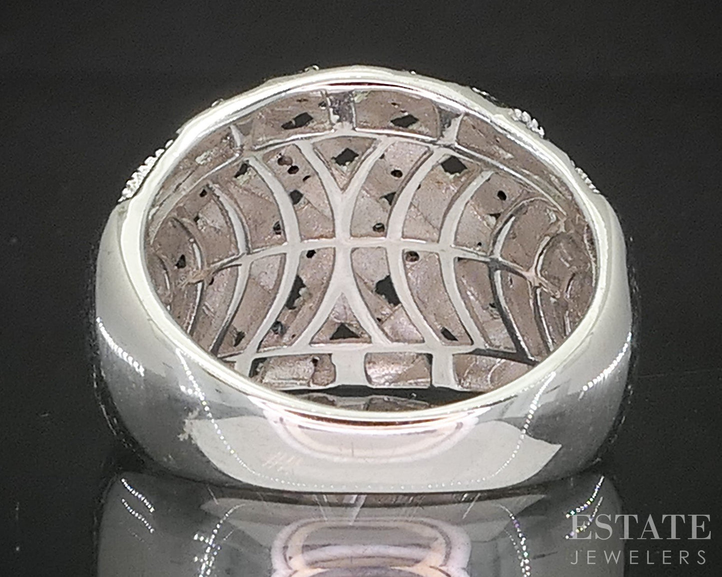 Sterling Silver Natural Blue Diamond Braided Ladies Band Ring 8.9g p17256