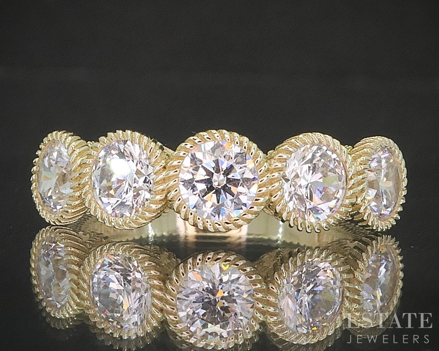 Sterling Silver Judith Ripka Round CZ Ladies Band Ring 4.2g p17278