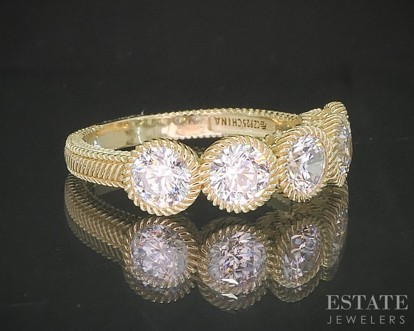 Sterling Silver Judith Ripka Round CZ Ladies Band Ring 4.2g p17278