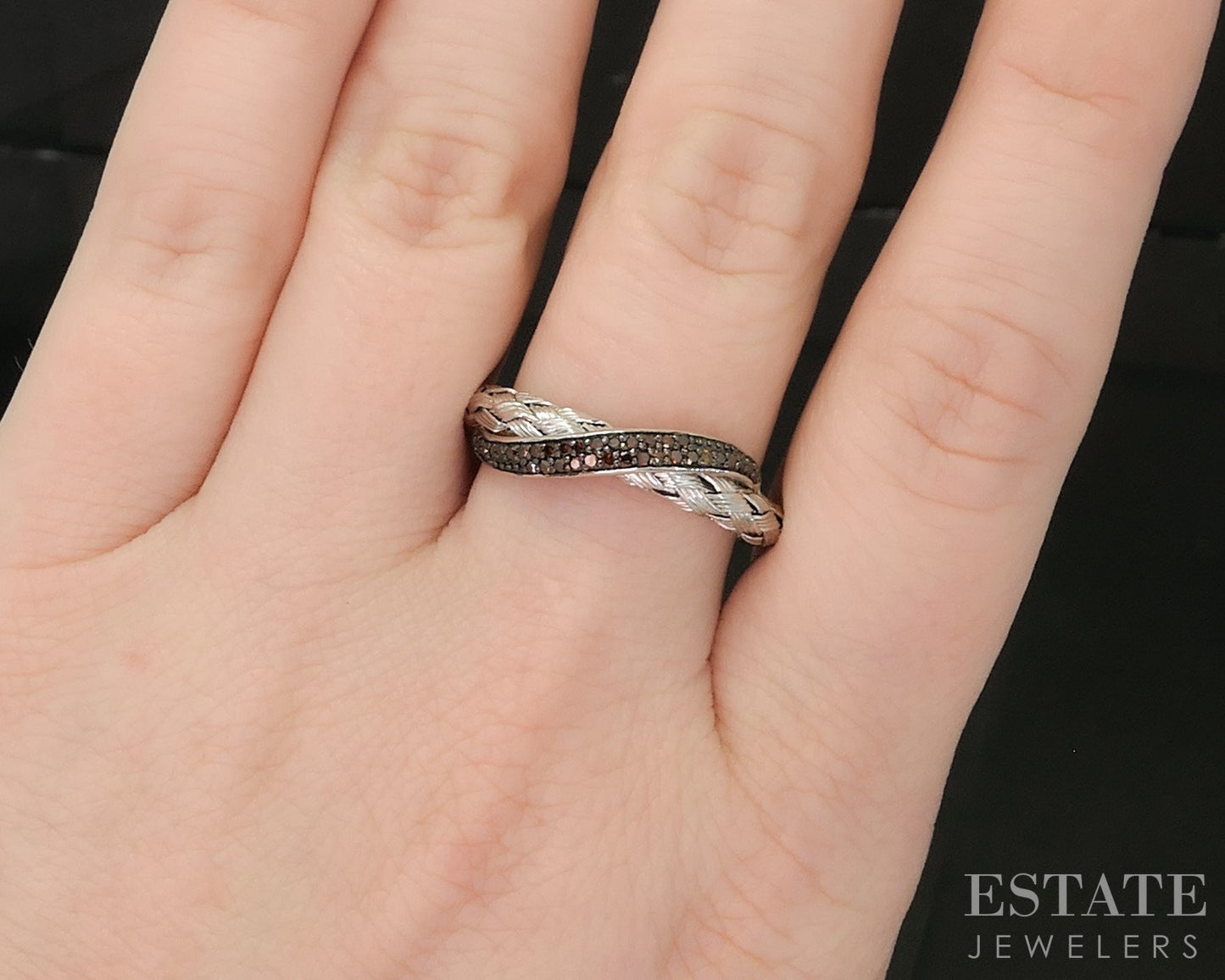 Sterling Silver Natural Orange Diamond Ladies Band Ring 3.0g p17282