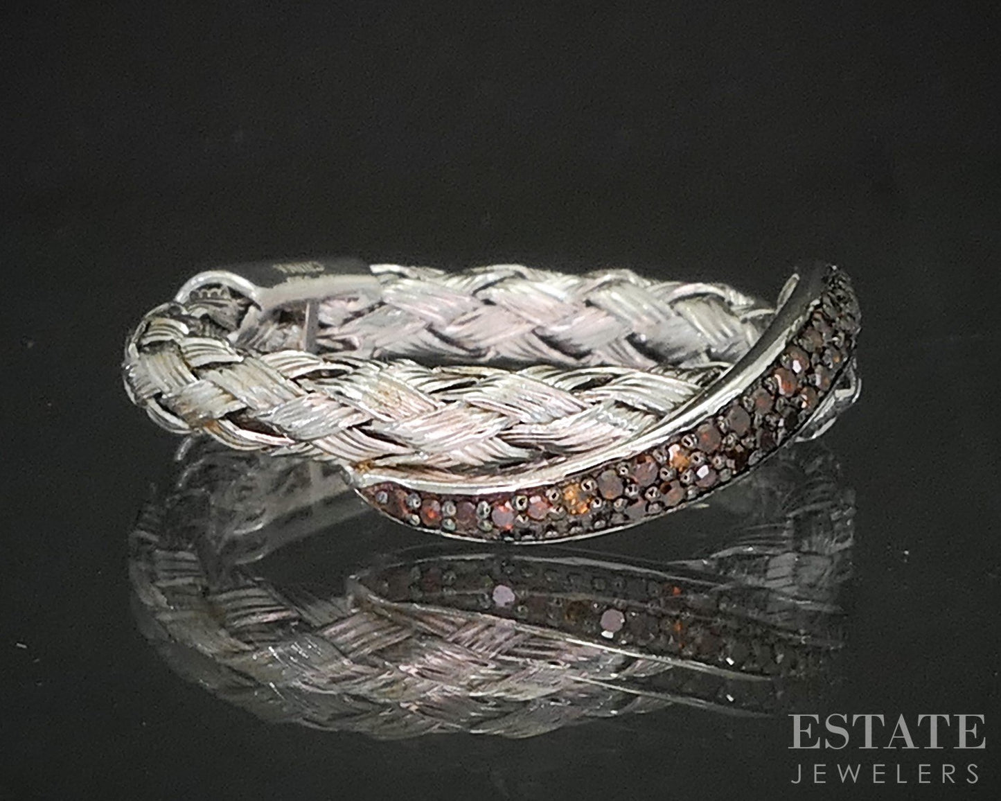 Sterling Silver Natural Orange Diamond Ladies Band Ring 3.0g p17282