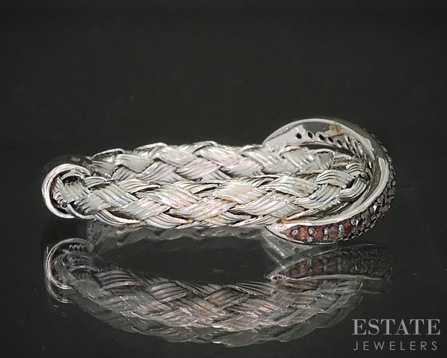 Sterling Silver Natural Orange Diamond Ladies Band Ring 3.0g p17282