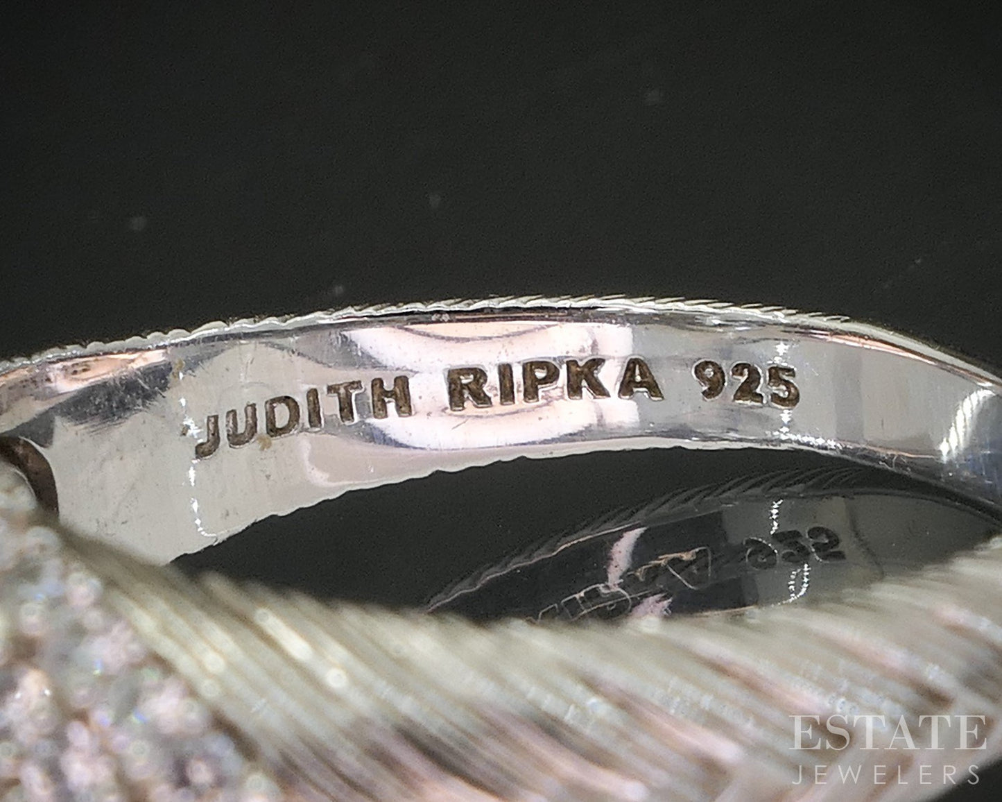 Sterling Silver Judith Ripka Natural Blue Topaz & CZ Ladies Ring 8g p17284