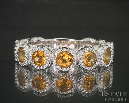 Sterling Silver Judith Ripka Natural Citrine Ladies Band Ring 7g p17286