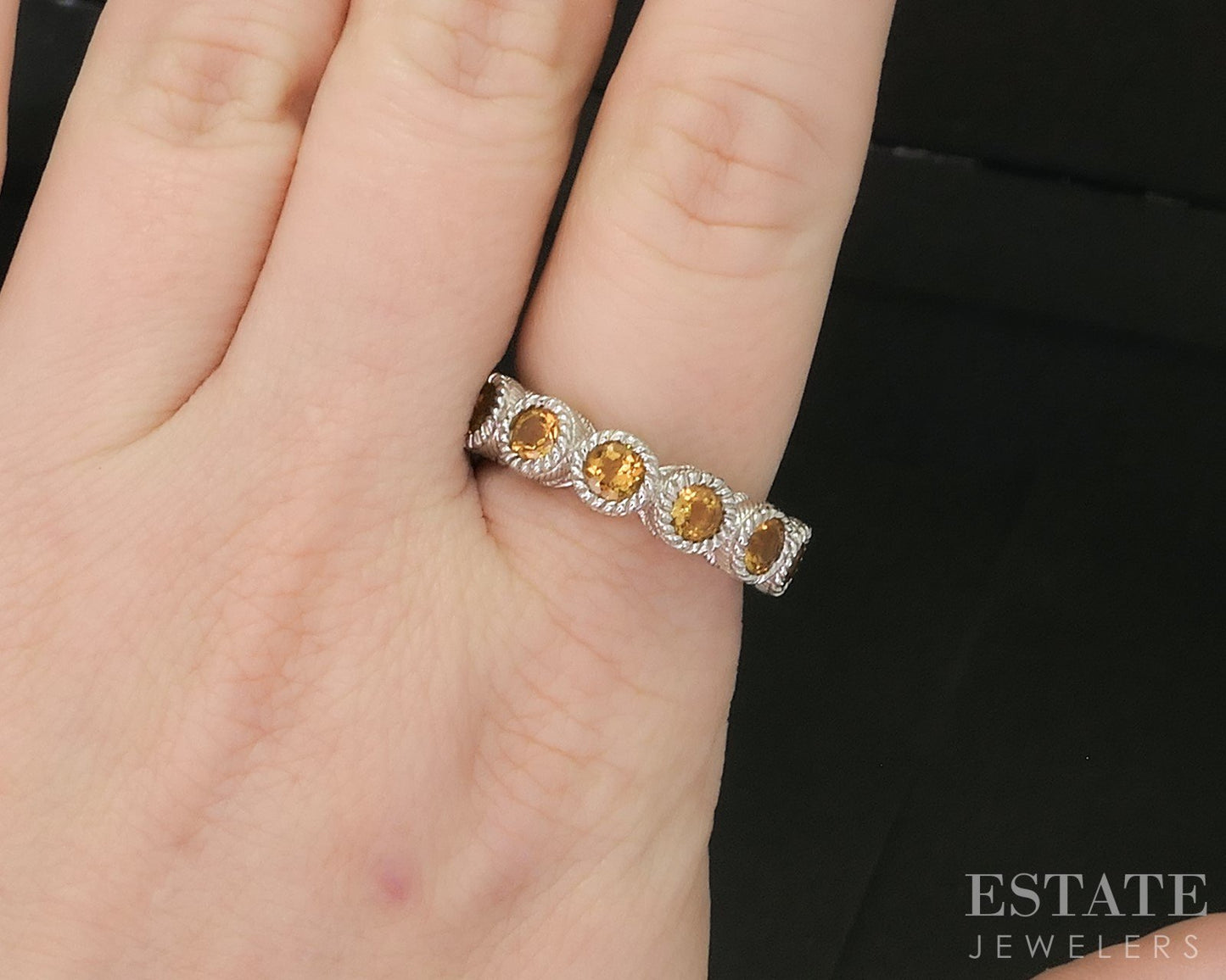 Sterling Silver Judith Ripka Natural Citrine Ladies Band Ring 7g p17286