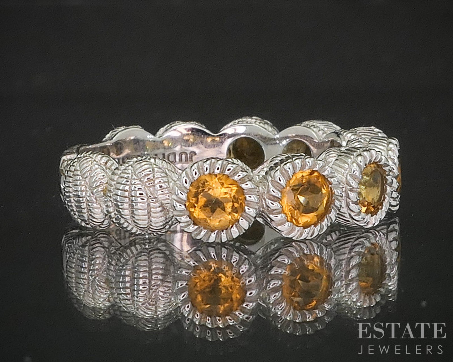 Sterling Silver Judith Ripka Natural Citrine Ladies Band Ring 7g p17286