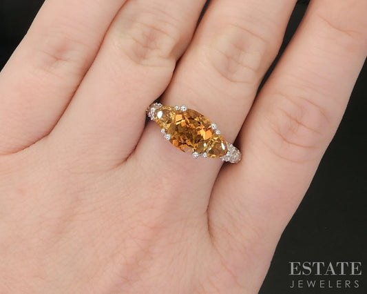 Sterling Silver Judith Ripka Natural Citrine & CZ Ladies Ring 5.5g p17288