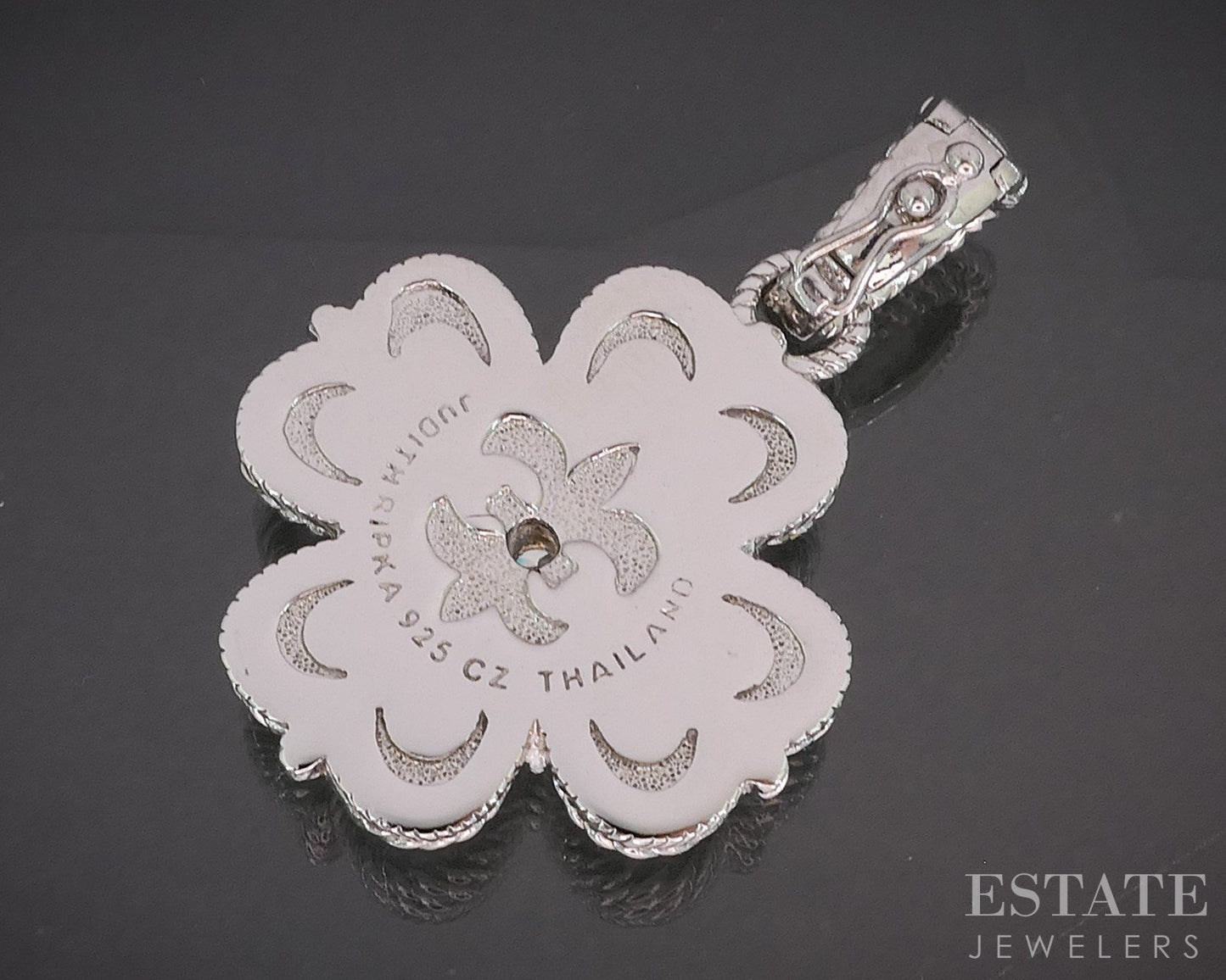 Sterling Silver Judith Ripka Mother of Pearl & CZ Flower Pendant 19g p17302