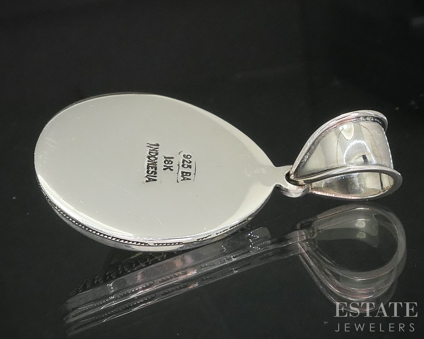 18k & Sterling Silver BA Bali Teardrop Ladies Pendant 9.6g p17303