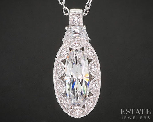 Sterling Silver Tacori Epiphany CZ Oval Halo Ladies Necklace 4.8g 18"L p17305
