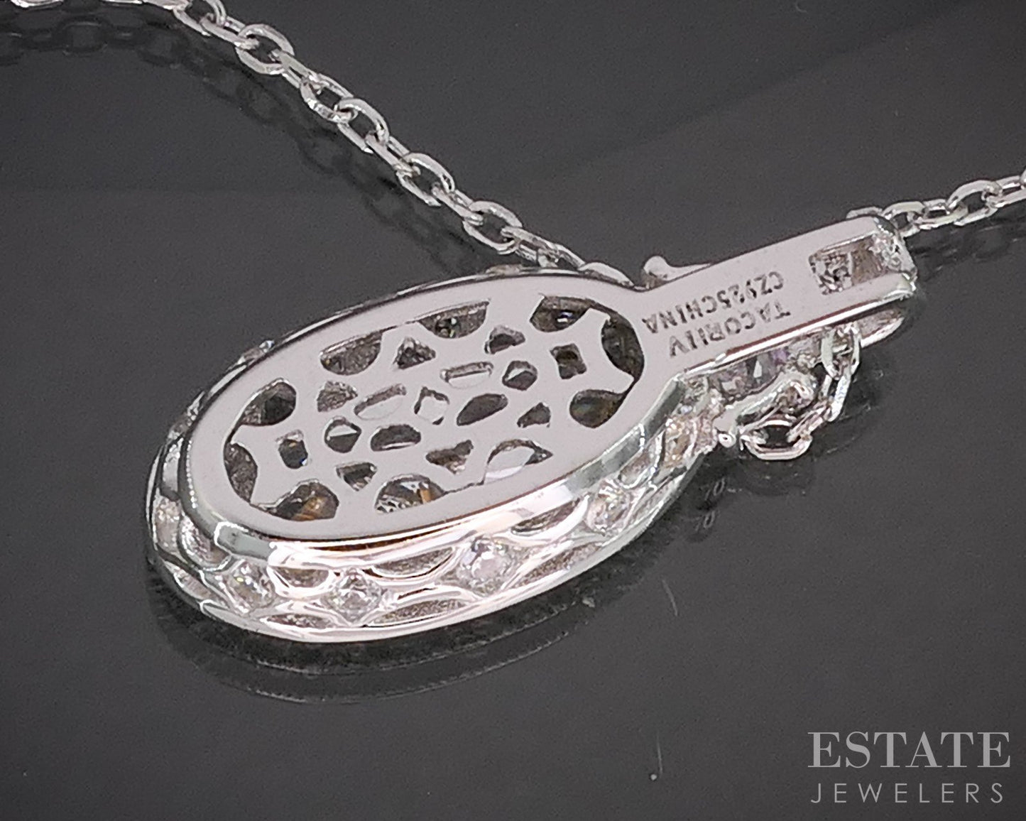 Sterling Silver Tacori Epiphany CZ Oval Halo Ladies Necklace 4.8g 18"L p17305