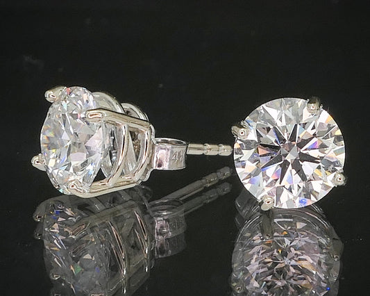 14k White Gold Round Lab Created 3.00ctw Diamond Stud Earrings p17461