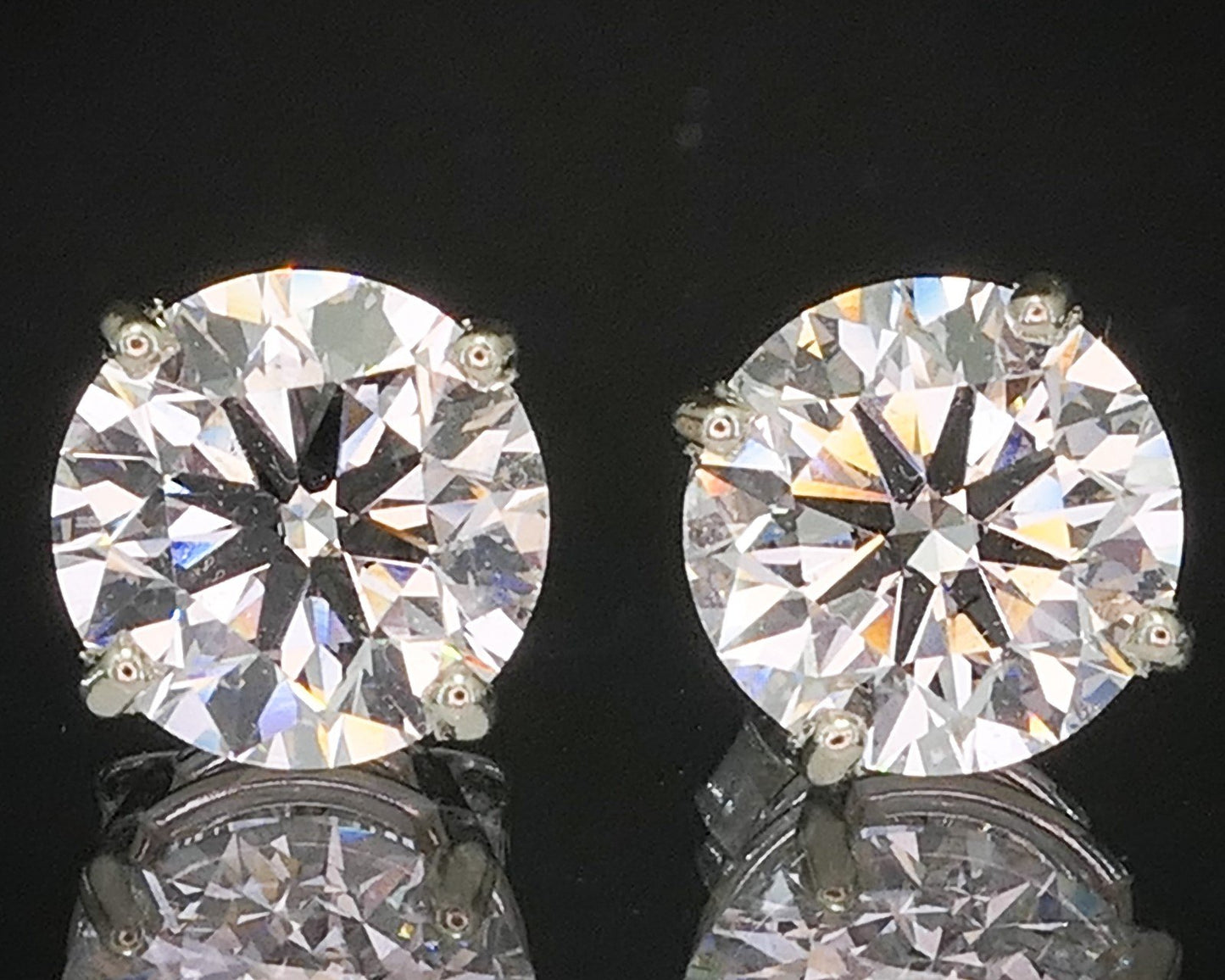 14k White Gold Round Lab Created 3.00ctw Diamond Stud Earrings p17461