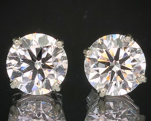 14k White Gold Round Lab Created 3.00ctw Diamond Stud Earrings p17461