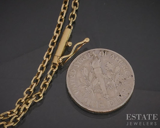 18k Yellow Gold 2mm Square Cable Chain Link Ladies Necklace 7.6g 20.5"L p17248b