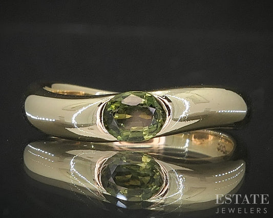 10k Yellow Gold Oval Natural Peridot Curved Ladies Band Ring 1.6g p17210b