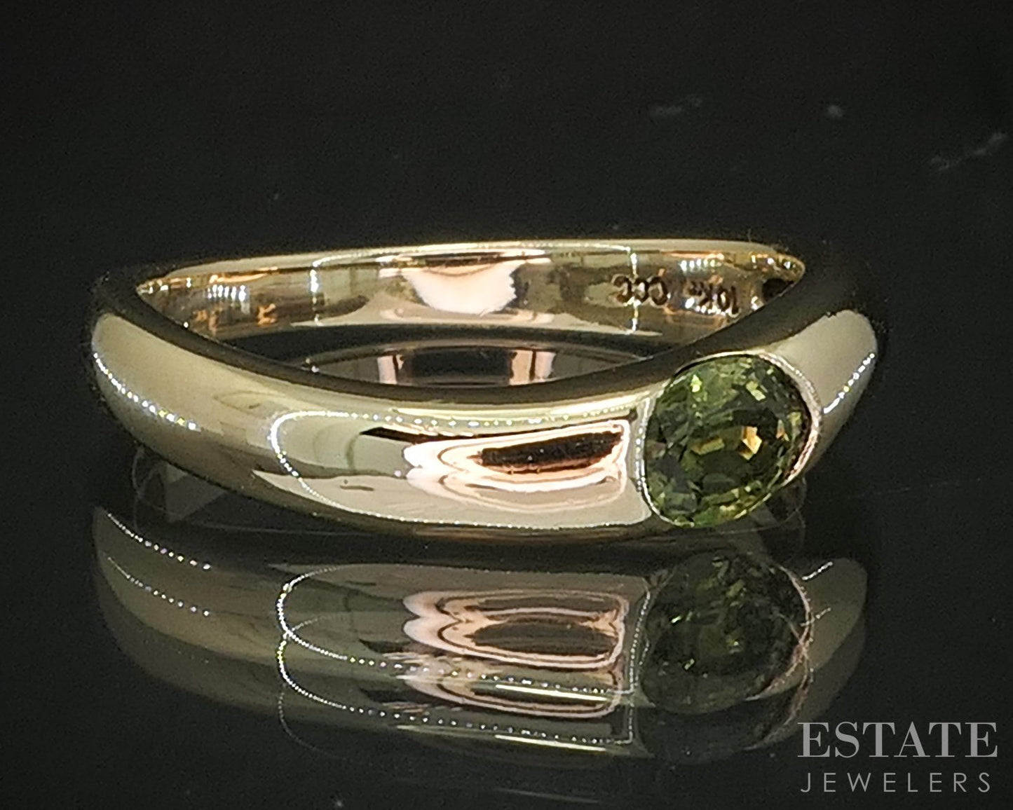 10k Yellow Gold Oval Natural Peridot Curved Ladies Band Ring 1.6g p17210b