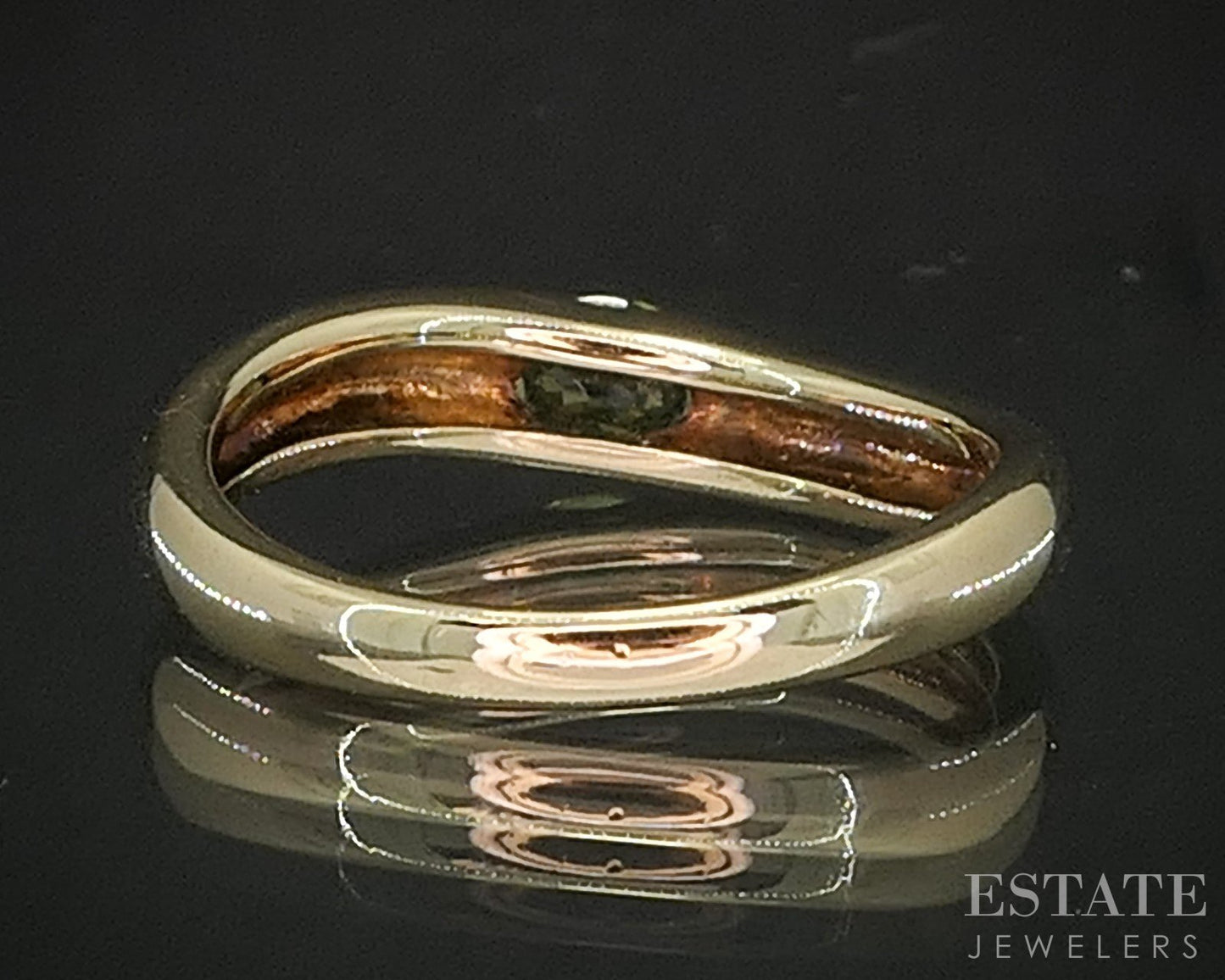 10k Yellow Gold Oval Natural Peridot Curved Ladies Band Ring 1.6g p17210b