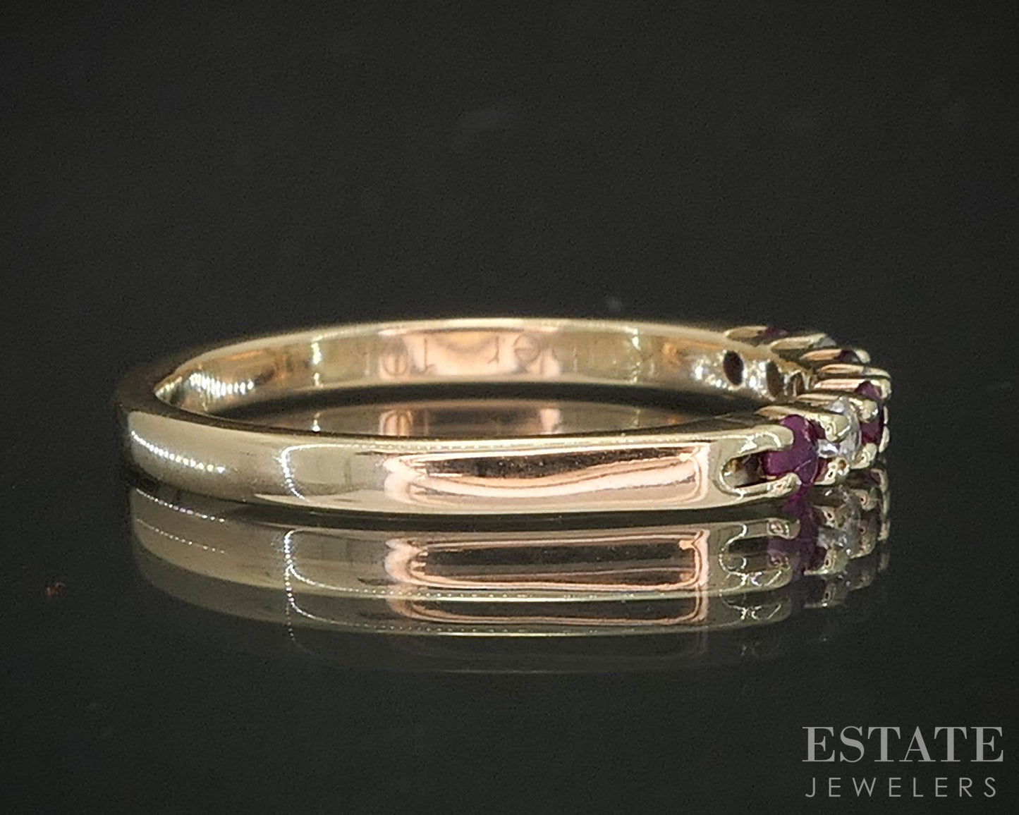 10k Yellow Gold Natural Ruby & Diamond Ladies Band Ring 1.6g p17215b