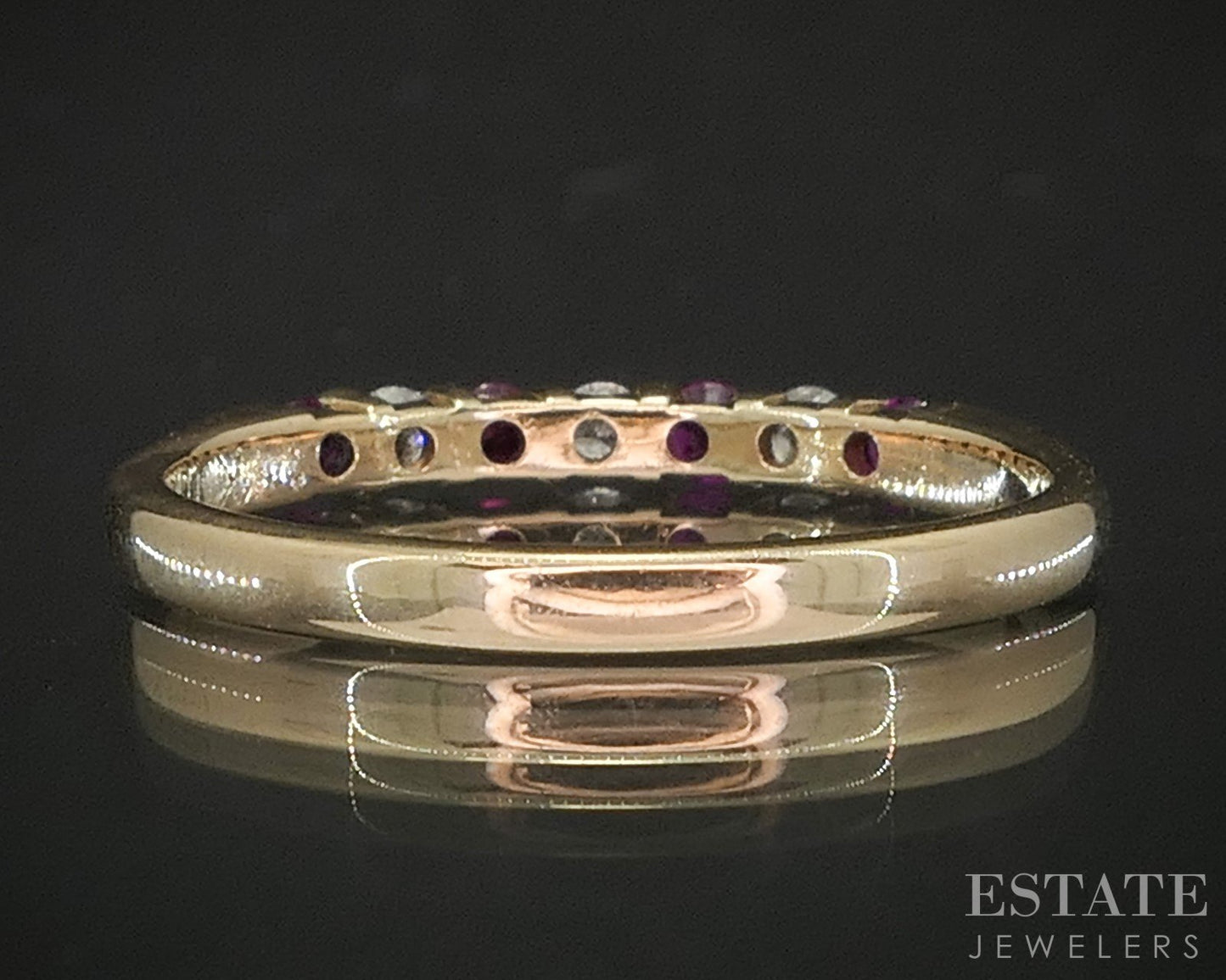 10k Yellow Gold Natural Ruby & Diamond Ladies Band Ring 1.6g p17215b