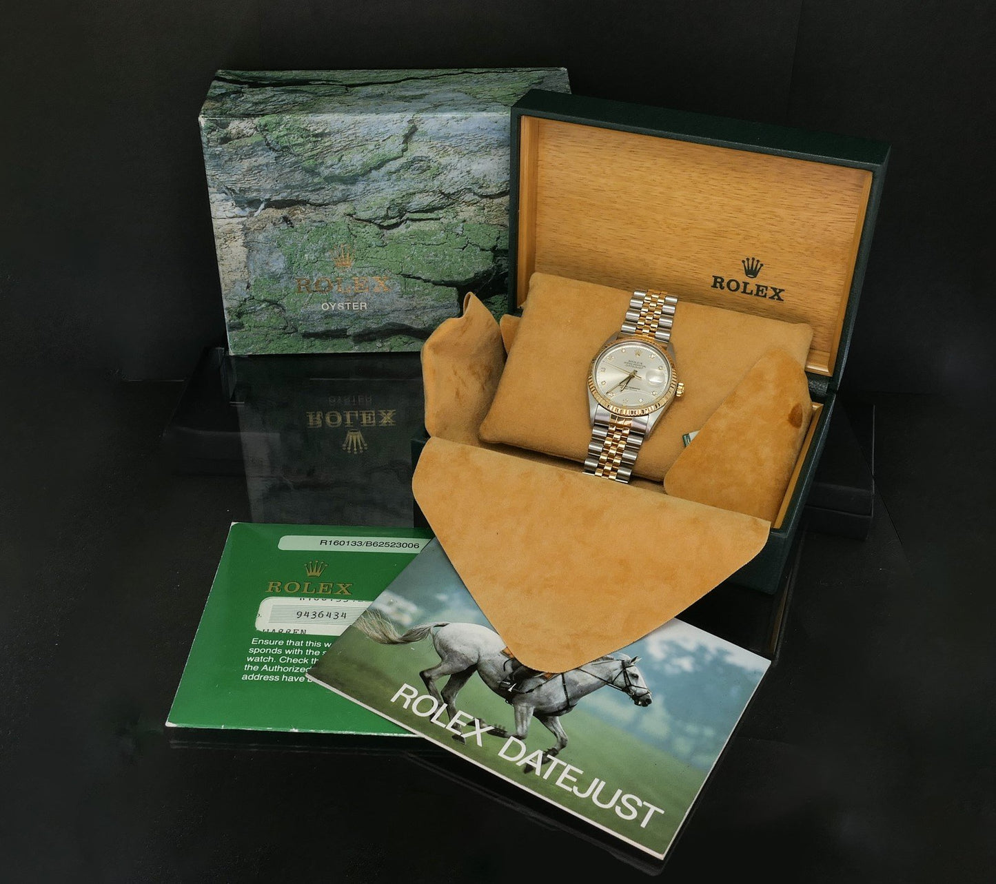 1987 Rolex Datejust 16013 Two Tone Silver Factory Diamond 36mm Watch i19620