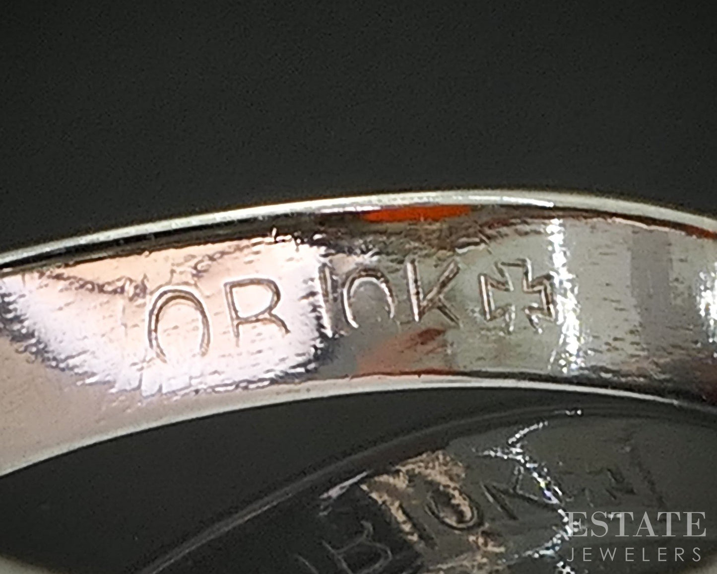 Antique 10k White Gold Ostby Barton Natural Carnelian Band Ring 2.7g p17240b