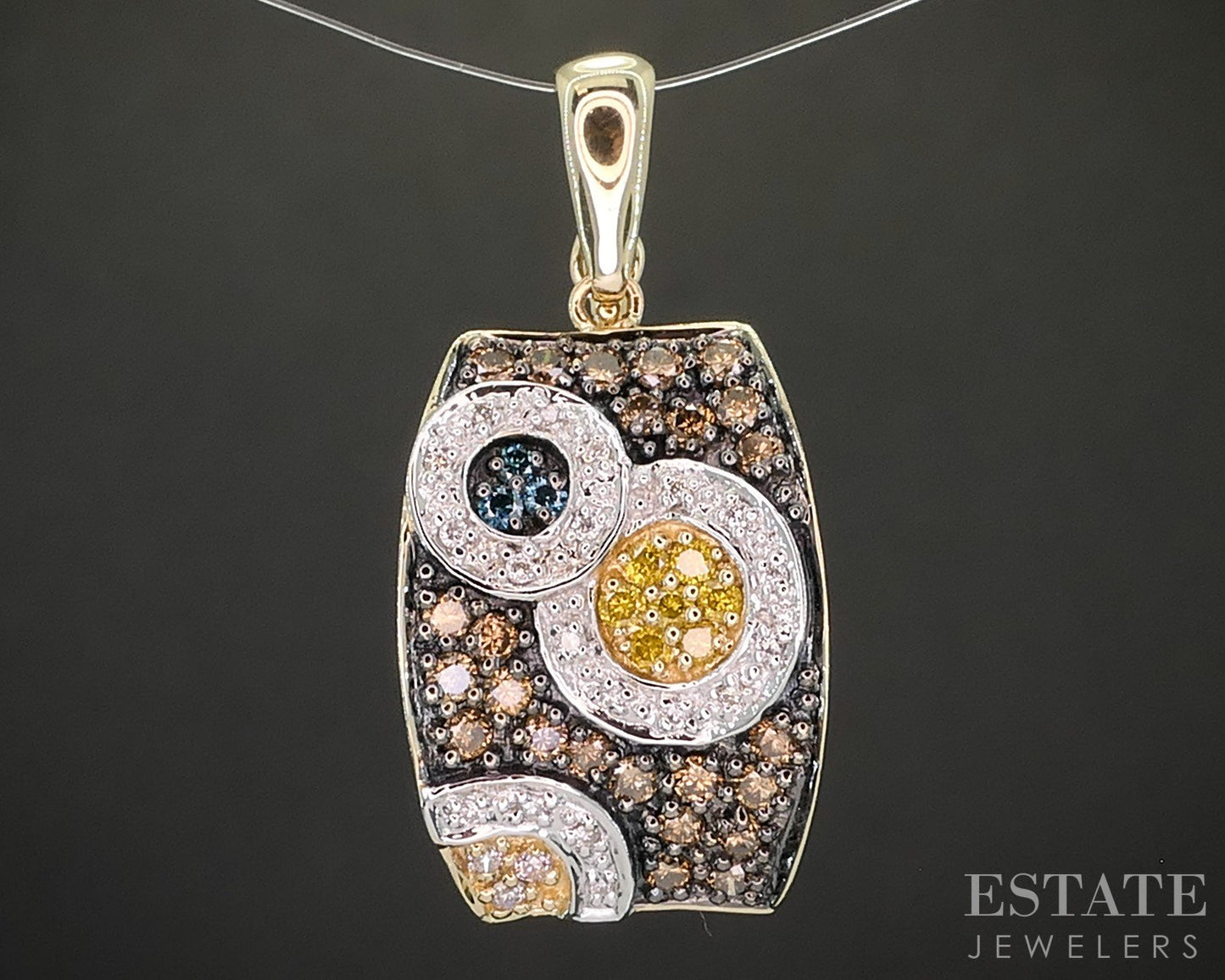 14k Yellow Gold Natural .72ctw Multi Colored Diamond Necklace 6.9g 18"L p17230b