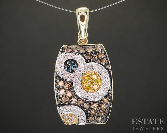 14k Yellow Gold Natural .72ctw Multi Colored Diamond Necklace 6.9g 18"L p17230b