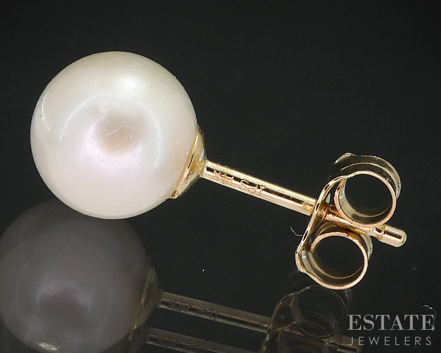 14k Yellow Gold 7mm Akoya Pearl Stud Ladies Earrings p17231b