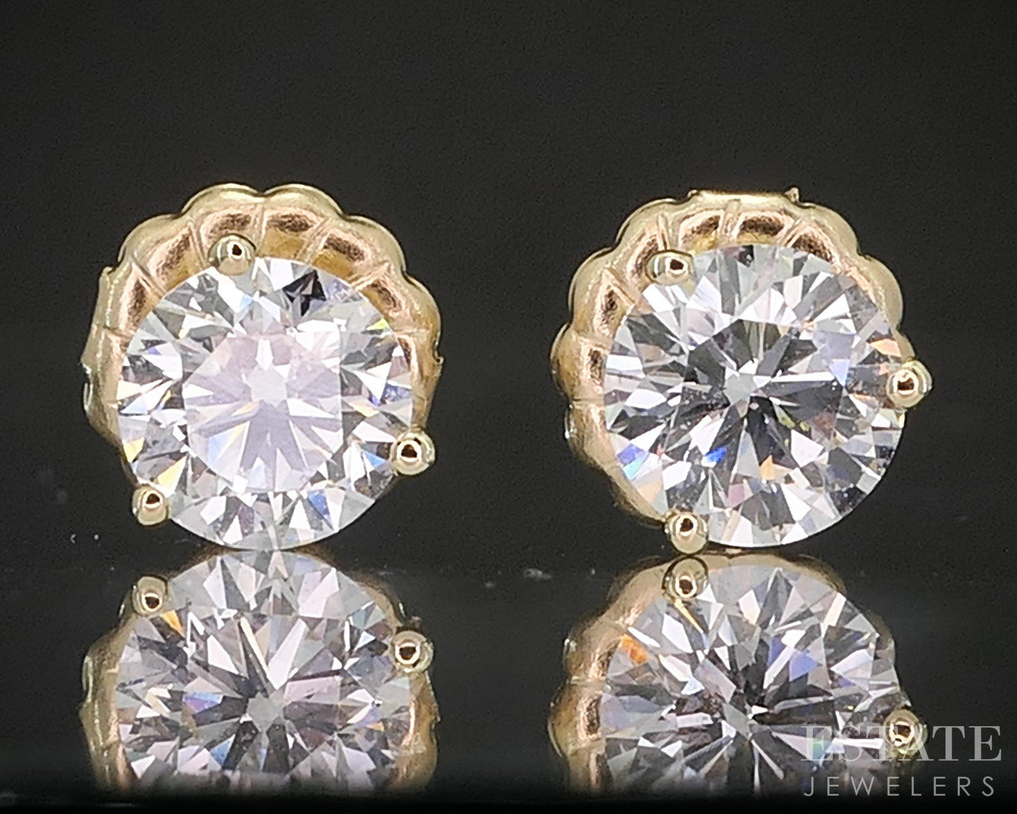 14k Yellow Gold Round Lab Created 1.25ctw Diamond Stud Earrings p16750b