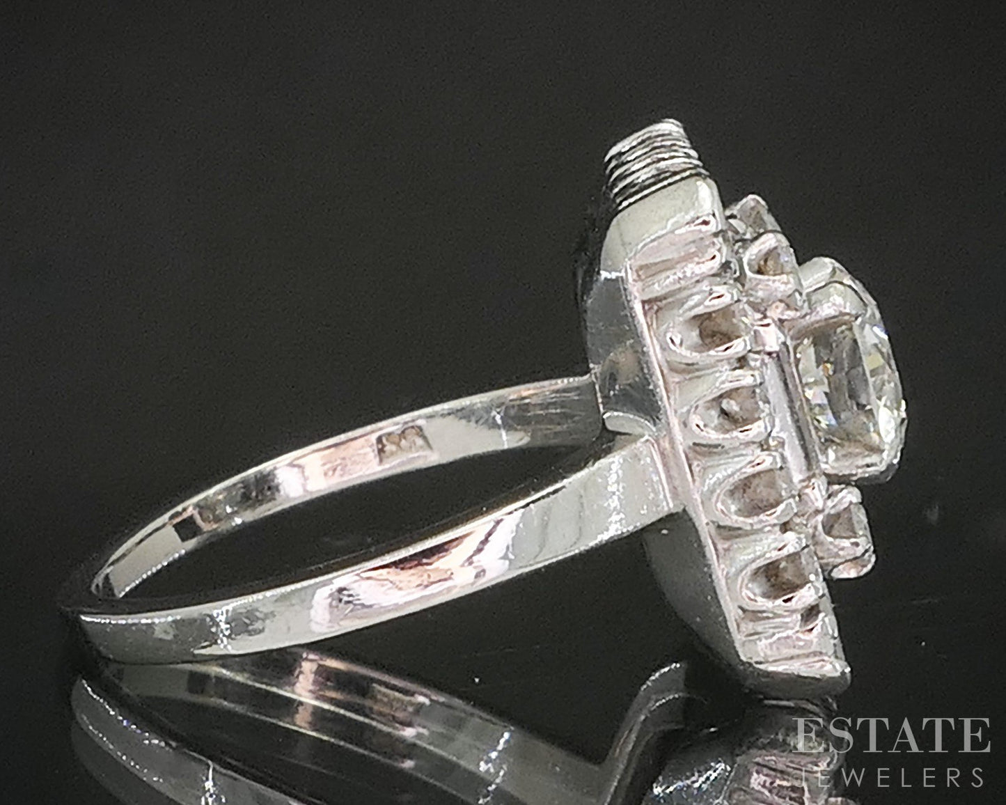 Antique Art Deco Platinum OEC Natural 1.30ctw Diamond Cocktail Ring 4.6g p17574