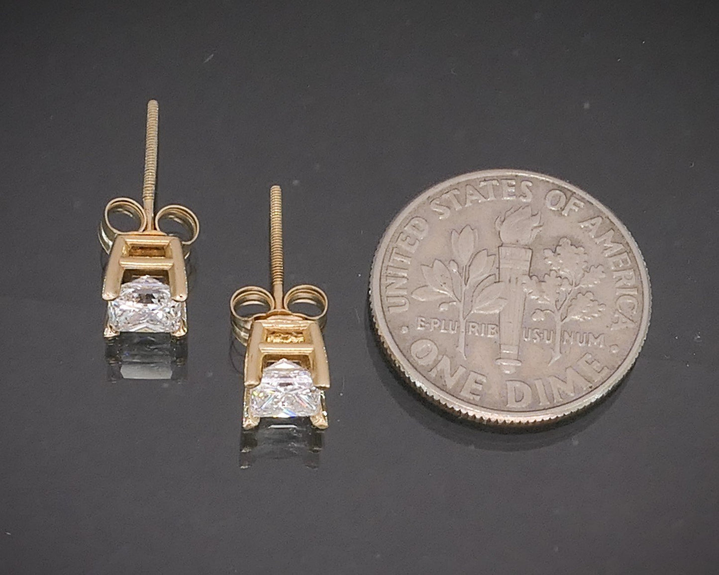 14k Yellow Gold Princess Natural .80ctw Diamond Stud Earrings p17541