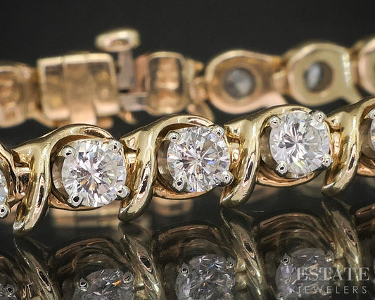 14k Yellow Gold Round Natural 4.86ctw Diamond Tennis Bracelet 22.8g 7"L p17363