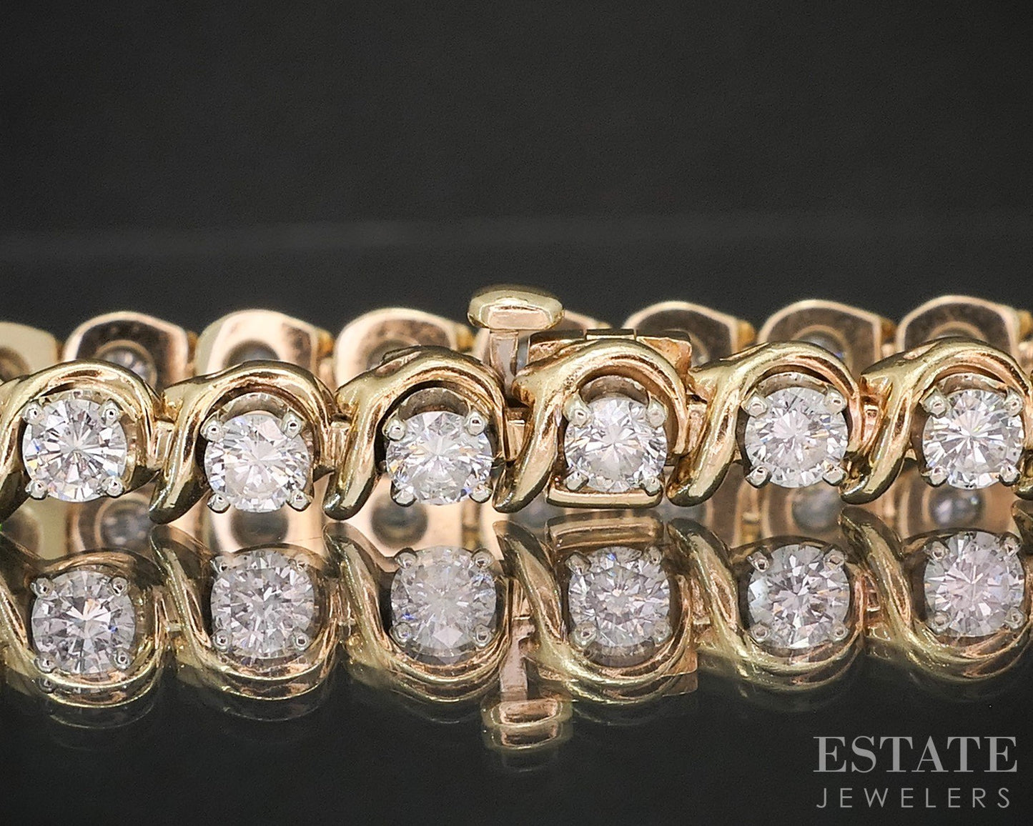 14k Yellow Gold Round Natural 4.86ctw Diamond Tennis Bracelet 22.8g 7"L p17363