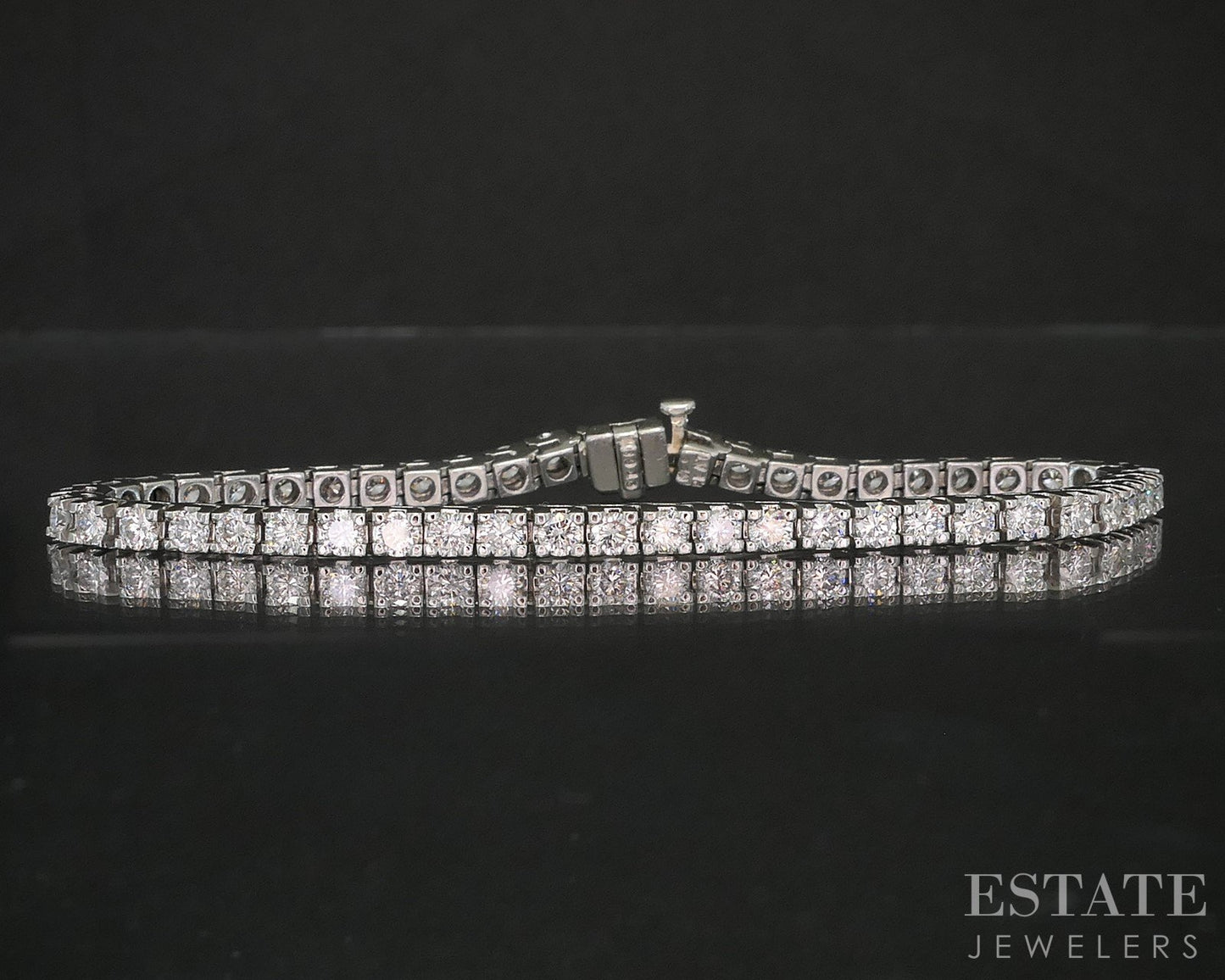 Platinum Round Natural 4.25ctw Diamond Tennis Bracelet 24.6g 7.25"L p17552