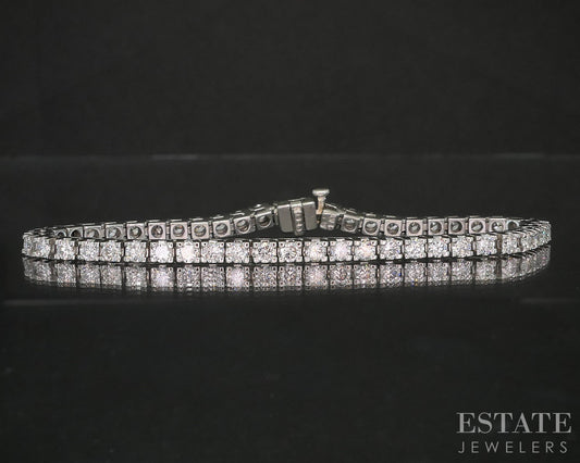 Platinum Round Natural 4.25ctw Diamond Tennis Bracelet 24.6g 7.25"L p17552