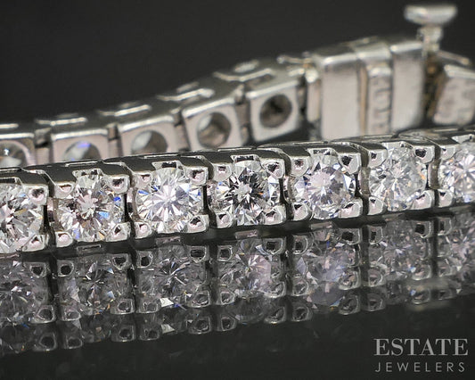 Platinum Round Natural 4.25ctw Diamond Tennis Bracelet 24.6g 7.25"L p17552
