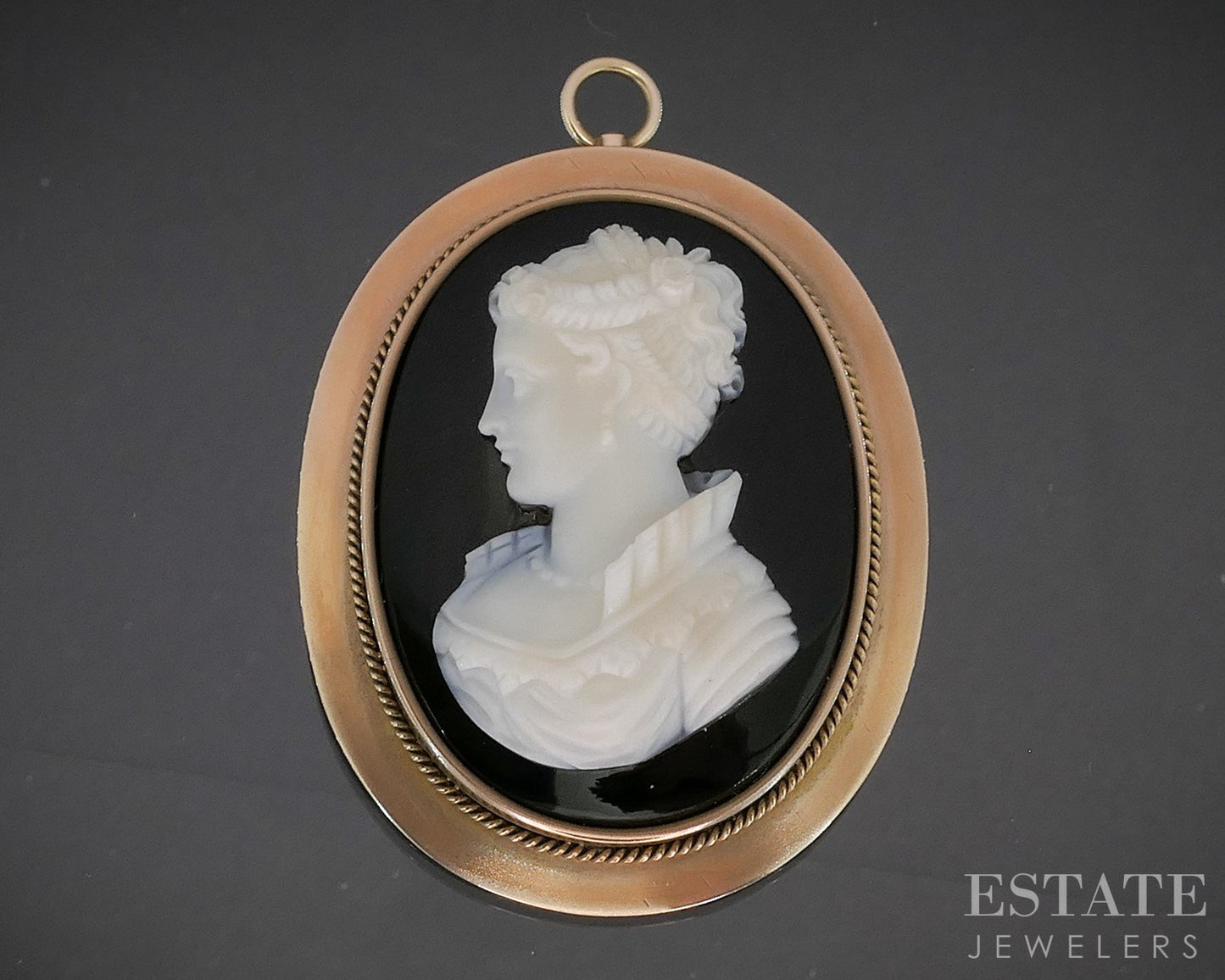 Antique Victorian 14k Rose Gold Bailey Banks & Biddle Cameo Pin Pend. 15g p17575
