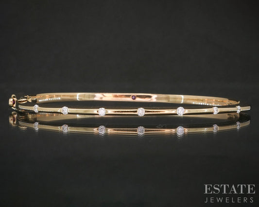 18k Rose Gold Roberto Coin Natural Diamond Hinged Bangle Bracelet 19.8g p17526