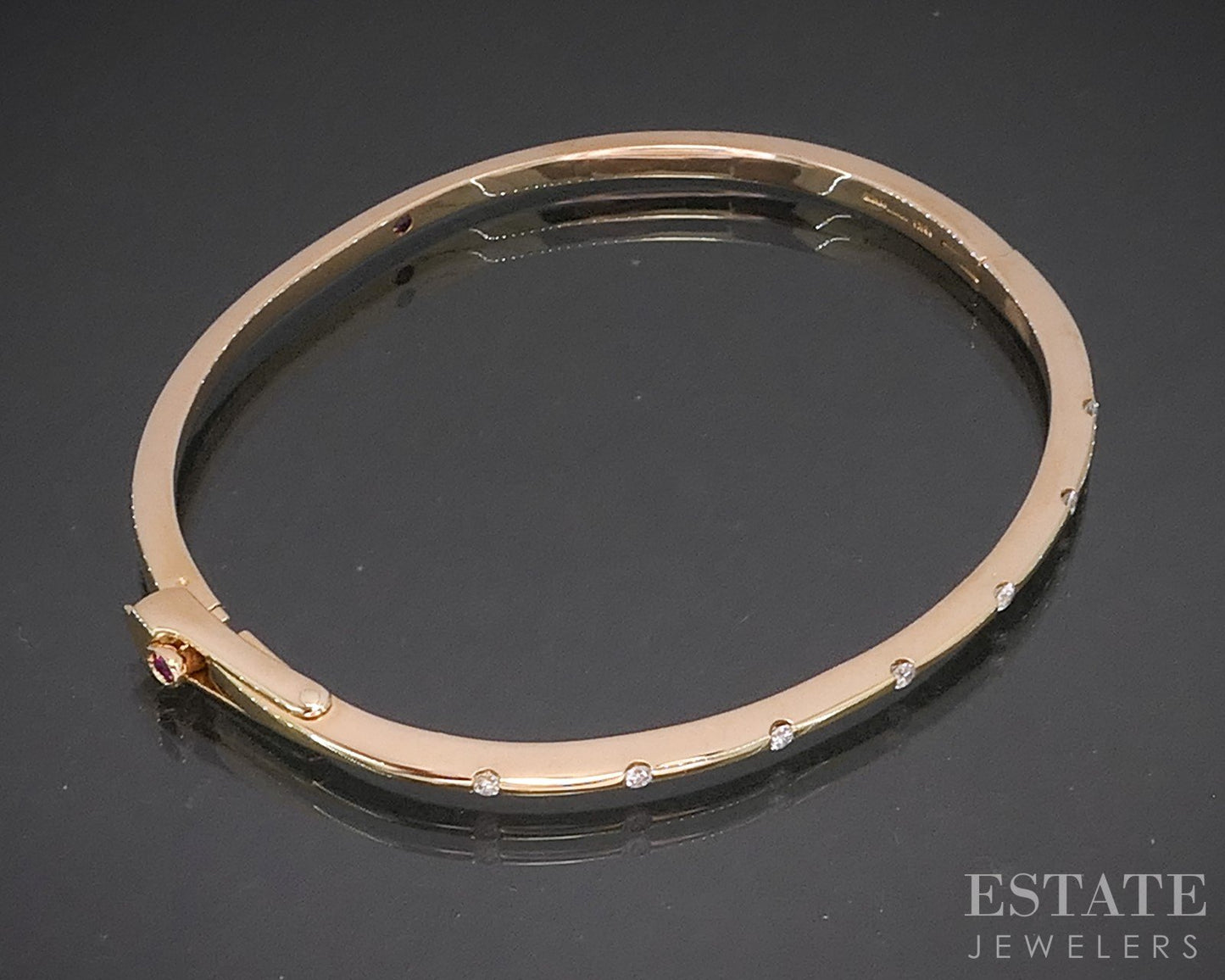 18k Rose Gold Roberto Coin Natural Diamond Hinged Bangle Bracelet 19.8g p17526