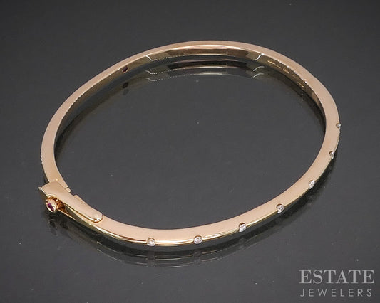 18k Rose Gold Roberto Coin Natural Diamond Hinged Bangle Bracelet 19.8g p17526