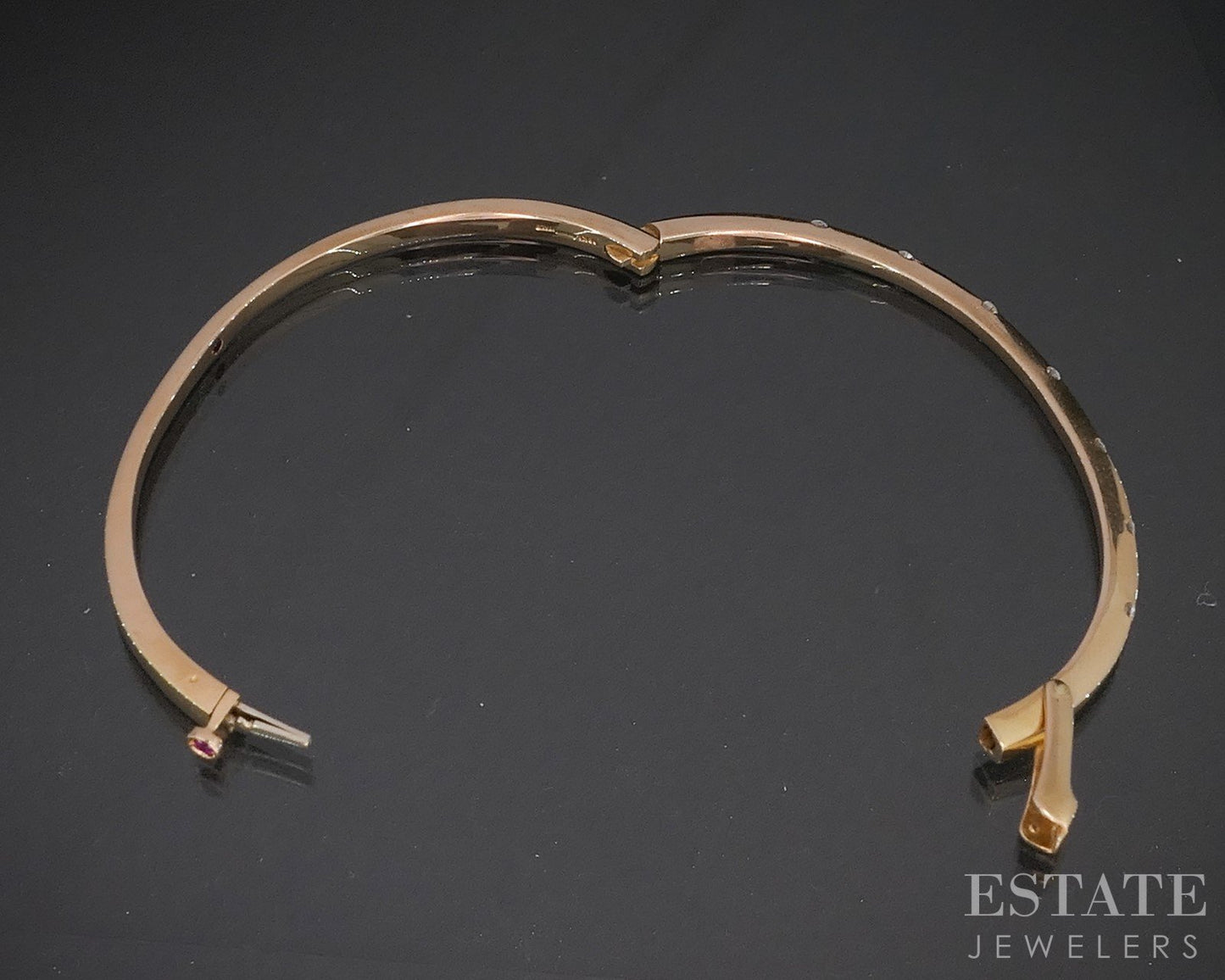 18k Rose Gold Roberto Coin Natural Diamond Hinged Bangle Bracelet 19.8g p17526