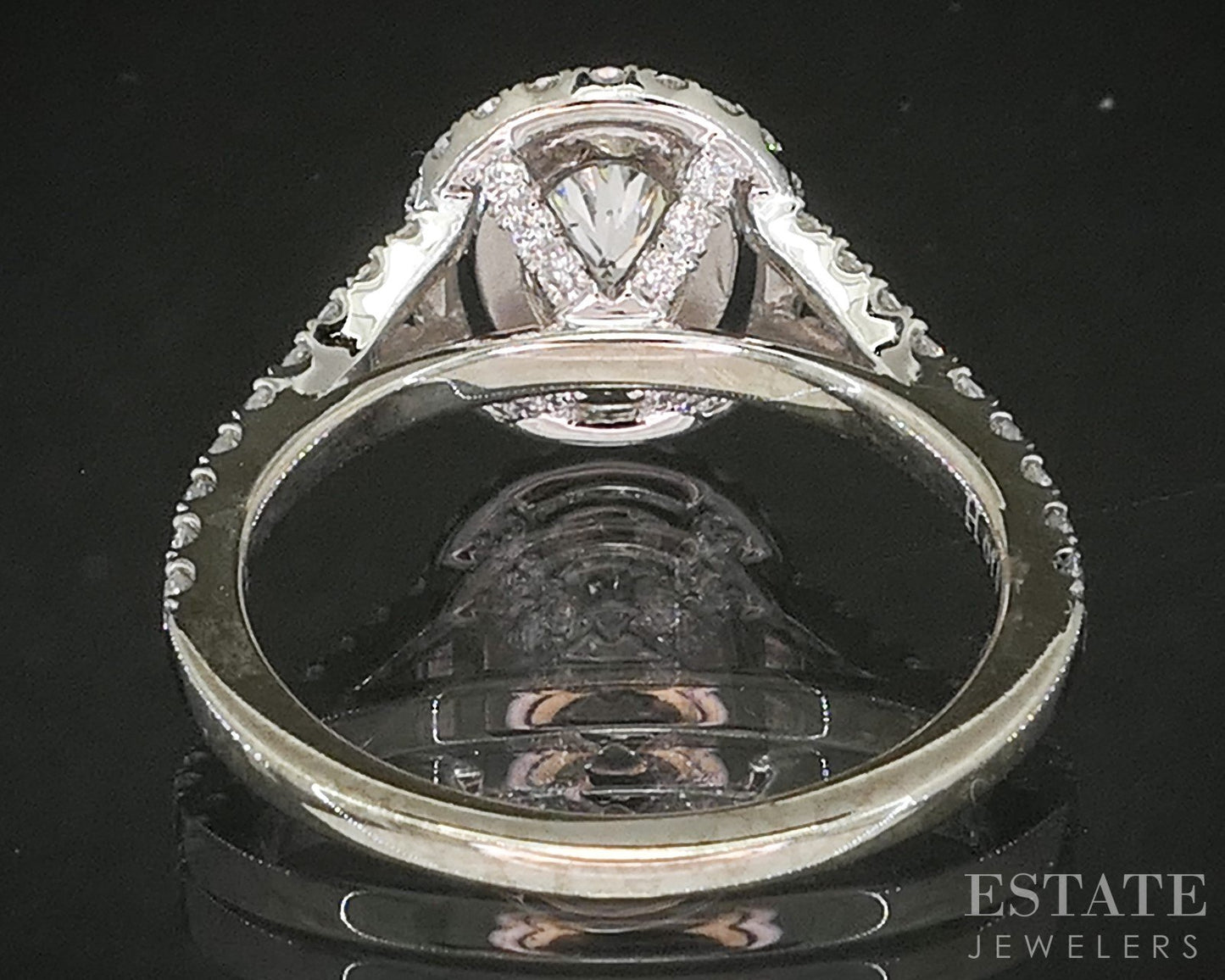 14k White Gold Oval Natural .81ctw Diamond Halo Engagement Ring 3.4g p17558