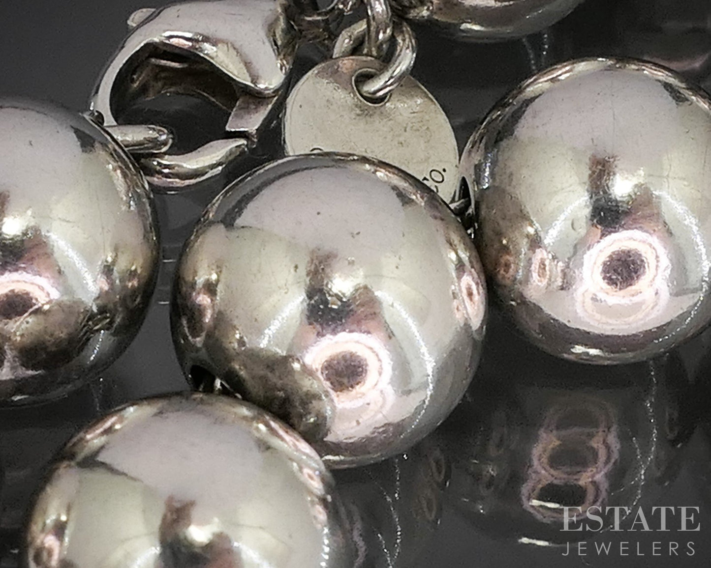 Sterling Silver Tiffany & Co. 10mm Beaded Chain Ladies Bracelet 17g 7.5"L p17536