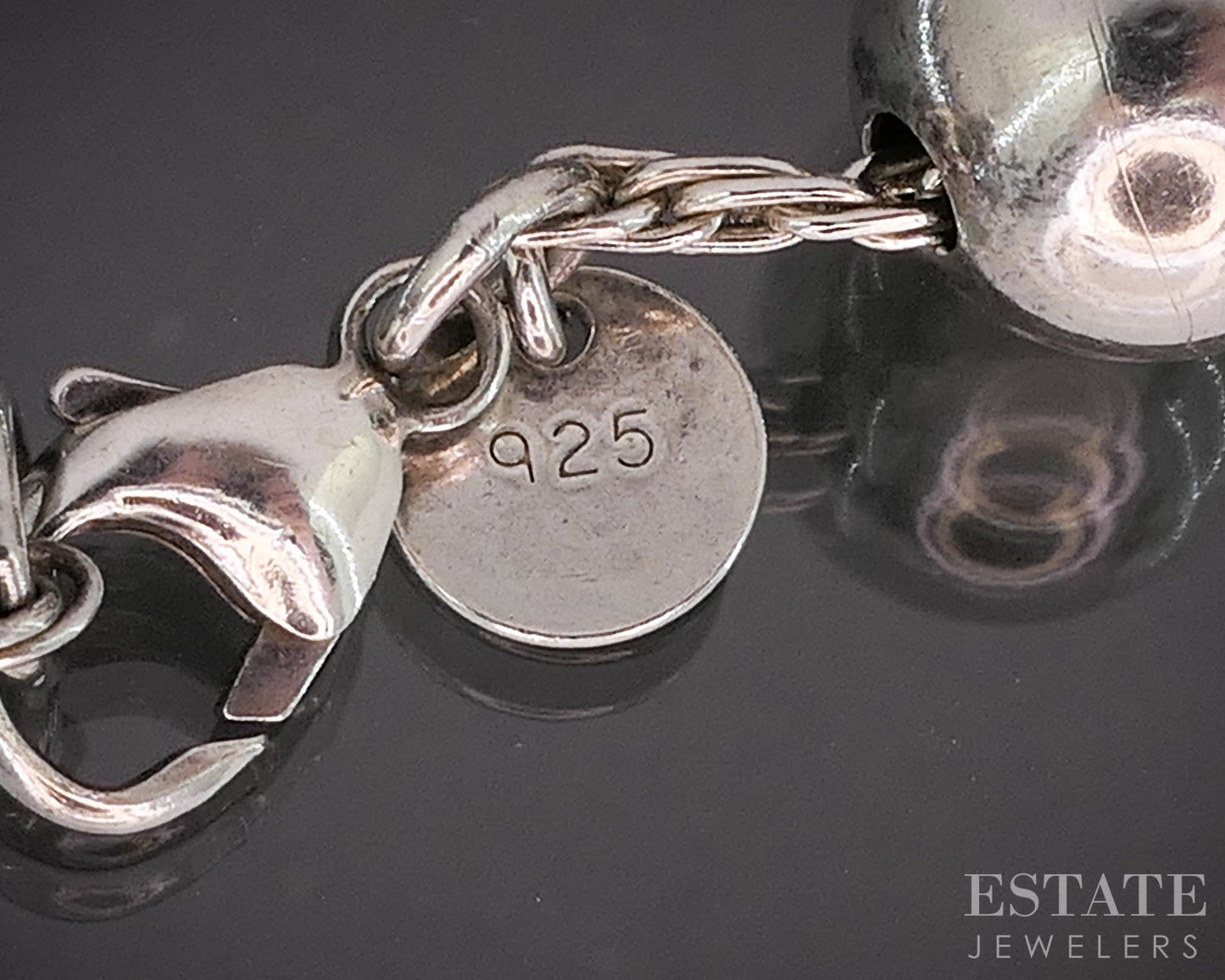 Sterling Silver Tiffany & Co. 10mm Beaded Chain Ladies Bracelet 17g 7.5"L p17536