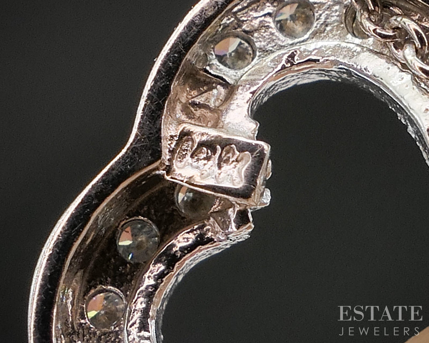 14k White Gold Natural Diamond & Ruby Heart Ladies Necklace 3.1g p17527