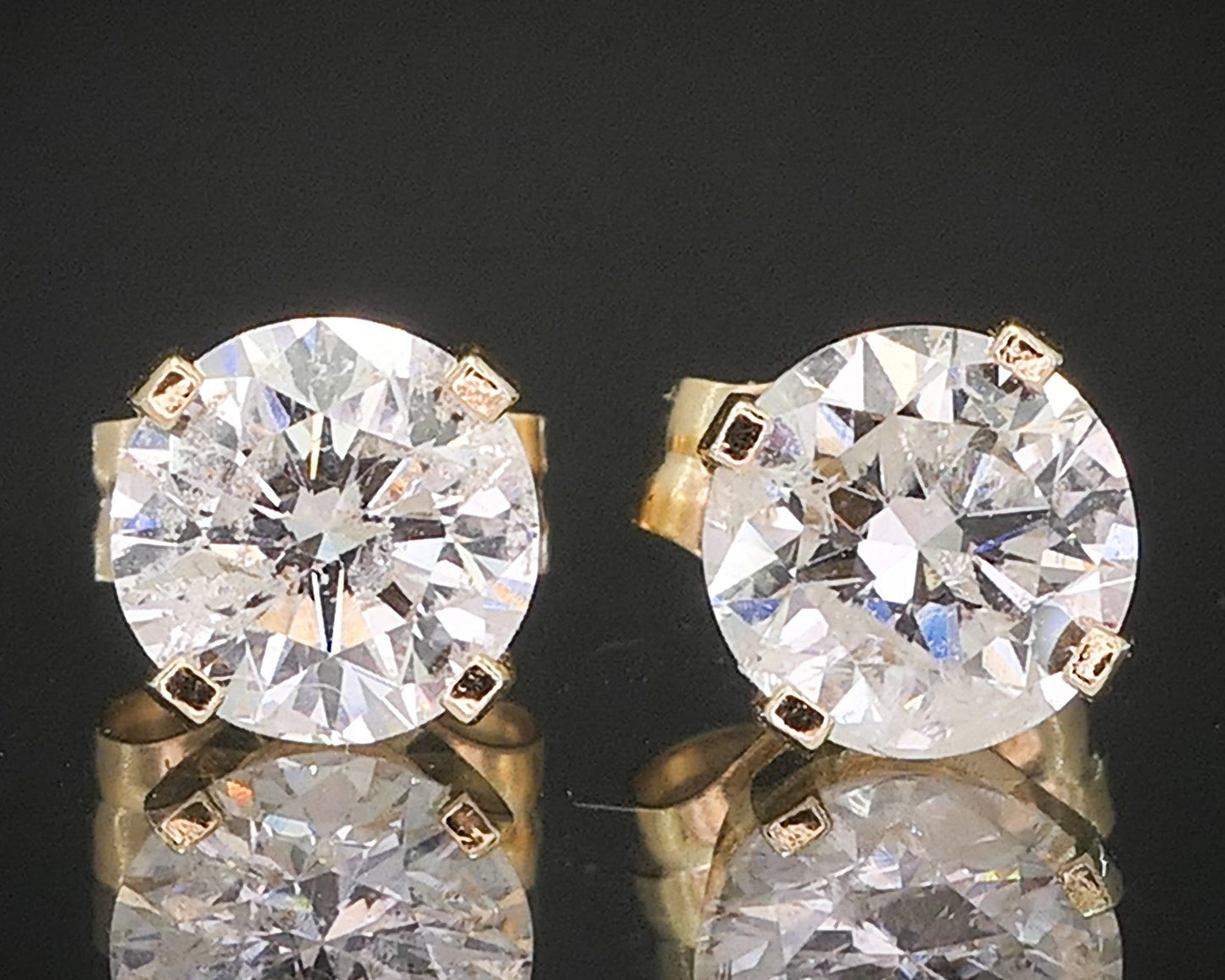 14k Yellow Gold Round Natural .80ctw Diamond Stud Earrings p17530