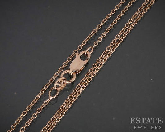 14k Rose Gold LeVian 1mm Cable Chain Link Ladies Necklace 1.3g 18"L p17364