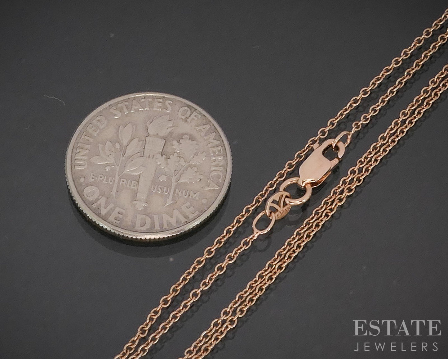 14k Rose Gold LeVian 1mm Cable Chain Link Ladies Necklace 1.3g 18"L p17364